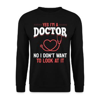 Funny Doctor Sayings Funny Doctor Hospital Doctor - Unisex Sweatshirt - black - Front - Alina (178cm) & Michal (187cm)