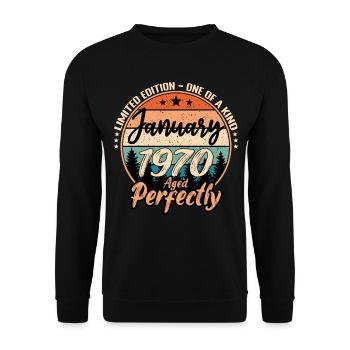Janvier 1970 anniversaire 1970 légendes Janvier - Sweat-shirt Unisexe - noir - Devant - Alina (178cm) & Michal (187cm)