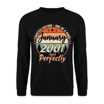 Janvier 2001 anniversaire 2001 légendes Janvier - Sweat-shirt Unisexe - noir - Devant - Alina (178cm) & Michal (187cm)