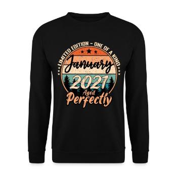 Janvier 2021 anniversaire 2021 légendes Janvier - Sweat-shirt Unisexe - noir - Devant - Alina (178cm) & Michal (187cm)