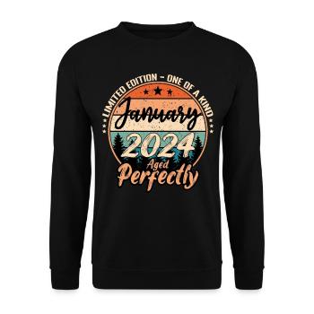 Janvier 2024 anniversaire 2024 légendes Janvier - Sweat-shirt Unisexe - noir - Devant - Alina (178cm) & Michal (187cm)