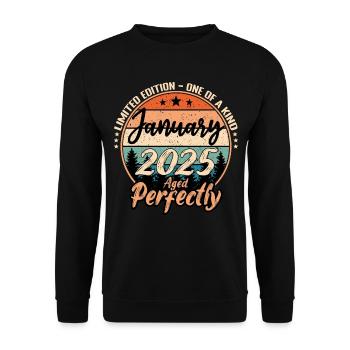 Janvier 2025 anniversaire 2025 légendes Janvier - Sweat-shirt Unisexe - noir - Devant - Alina (178cm) & Michal (187cm)