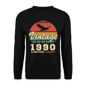 1990's Vintage Original 1990's Birthday Gift - Unisex Sweatshirt - black - Front - Alina (178cm) & Michal (187cm)