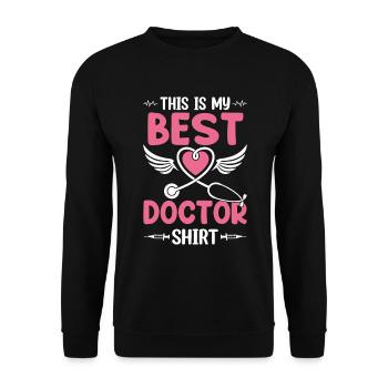 This Is My Best Doctor Shirt - Hospital Doctor Lif - Unisex Pullover - Schwarz - Vorne - Alina (178cm) & Michal (187cm)