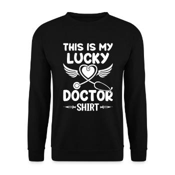 This Is My Lucky Doctor Shirt - Emergency Doctor - Unisex Sweatshirt - black - Front - Alina (178cm) & Michal (187cm)