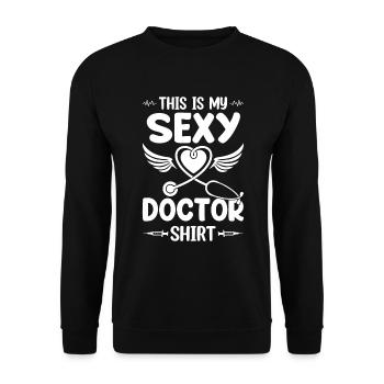 C’est ma chemise de médecin sexy - médecin urgentiste - Sweat-shirt Unisexe - noir - Devant - Alina (178cm) & Michal (187cm)