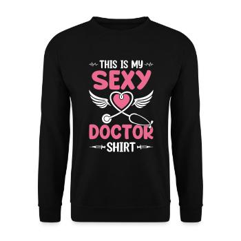 C’est ma chemise de médecin sexy - Hospital Doctor Lif - Sweat-shirt Unisexe - noir - Devant - Alina (178cm) & Michal (187cm)