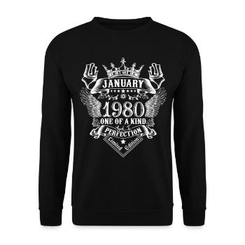 1980 January 1980 Anniversary January 1980 - Unisex Sweatshirt - black - Front - Alina (178cm) & Michal (187cm)