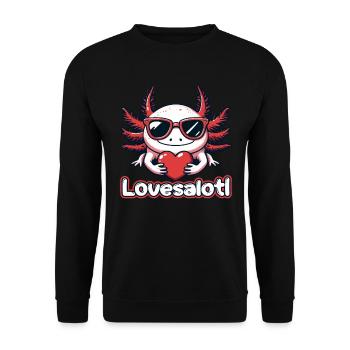 Saint Valentin coeur amour axolotl LOVESALOTL - Sweat-shirt Unisexe - noir - Devant - Alina (178cm) & Michal (187cm)
