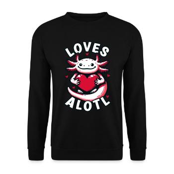 Saint Valentin coeur amour axolotl LOVESALOTL - Sweat-shirt Unisexe - noir - Devant - Alina (178cm) & Michal (187cm)
