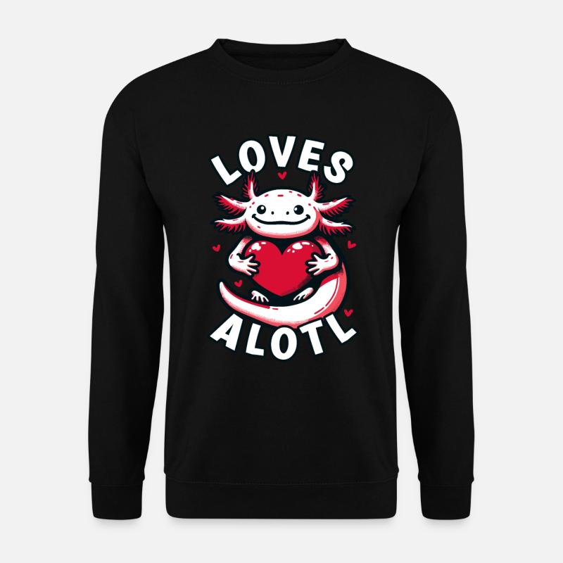Valentinstag Herz Liebe Axolotl LOVESALOTL - Unisex Pullover - Schwarz