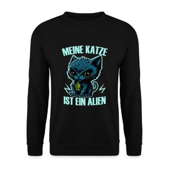 Mon chat est un extraterrestre, humour, fun, fun, cool, - Sweat-shirt Unisexe - noir - Devant - Alina (178cm) & Michal (187cm)