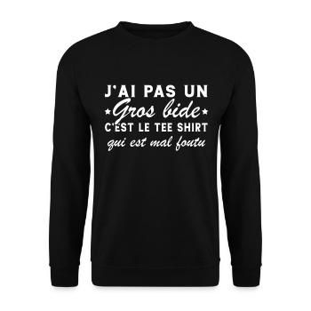 J'ai Pas Un Gros Bide C'est Le Tee Shirt Cadeau - Sweat-shirt Unisexe - noir - Devant - Alina (178cm) & Michal (187cm)