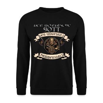 Gott der Ungeduld Hammersbald - Unisex Pullover - Schwarz - Vorne - Alina (178cm) & Michal (187cm)