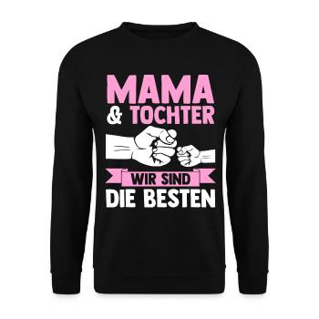 Mutter Muttertag Mama und Tochter - Unisex Pullover - Schwarz - Vorne - Alina (178cm) & Michal (187cm)