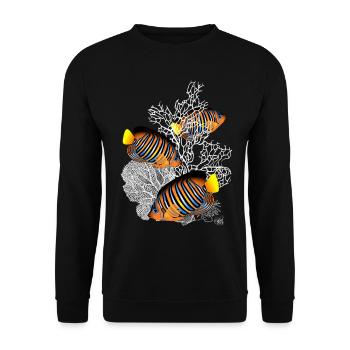 Fische Korallen Meer Ozean Tropische Fische - Unisex Pullover - Schwarz - Vorne - Alina (178cm) & Michal (187cm)