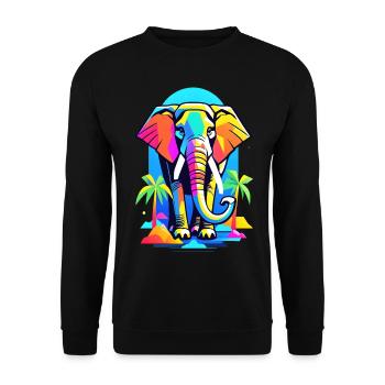 Colorful Elephant in Jungle Rainbow Design - Unisex Sweatshirt - black - Front - Alina (178cm) & Michal (187cm)