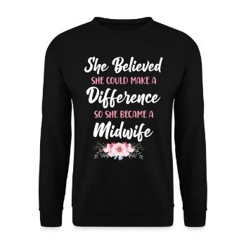 Nurse Midwife Birth Worker She - Unisex Pullover - Schwarz - Vorne - Alina (178cm) & Michal (187cm)