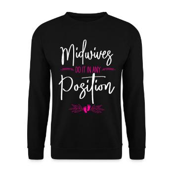 Nurse Midwife Birth Worker Pun - Unisex Sweatshirt - black - Front - Alina (178cm) & Michal (187cm)
