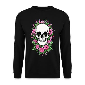 Skull Flower Skull Skull Skull with Flowers - Unisex Sweatshirt - black - Front - Alina (178cm) & Michal (187cm)