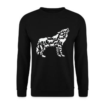 Wolf Wildlife Natur Waldtiere Wölfe Silhouette - Unisex Pullover - Schwarz - Vorne - Alina (178cm) & Michal (187cm)