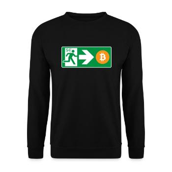 Emergency Exit Bitcoin Bitcoiner - Unisex Sweatshirt - black - Front - Alina (178cm) & Michal (187cm)