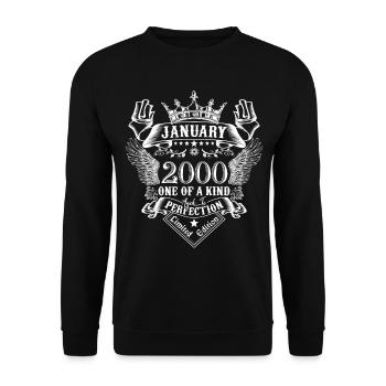 2000 Januar 2000 Jubiläum Januar 2000 - Unisex Pullover - Schwarz - Vorne - Alina (178cm) & Michal (187cm)