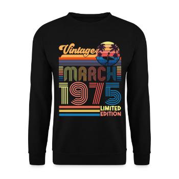 Birthday March 1975.Gift March 1975.March 1975 - Unisex Sweatshirt - black - Front - Alina (178cm) & Michal (187cm)