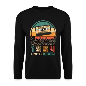 Original 1954 70th Anniversary Vintage Geschenk - Unisex Pullover - Schwarz - Vorne - Alina (178cm) & Michal (187cm)