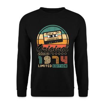 Original 1974 50th Anniversary Vintage Geschenk - Unisex Pullover - Schwarz - Vorne - Alina (178cm) & Michal (187cm)