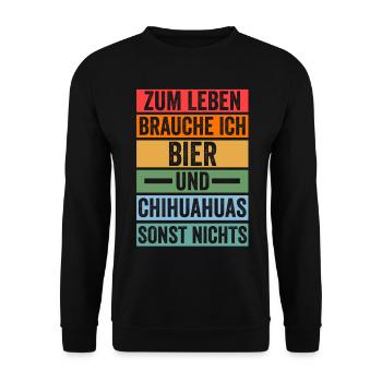 Bier Hund Chihuahua - Unisex Pullover - Schwarz - Vorne - Alina (178cm) & Michal (187cm)