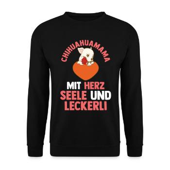 Hund Chihuahua - Unisex Pullover - Schwarz - Vorne - Alina (178cm) & Michal (187cm)