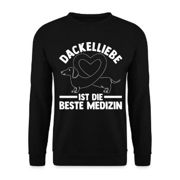 Hund Dachshund Dackel - Unisex Pullover - Schwarz - Vorne - Alina (178cm) & Michal (187cm)