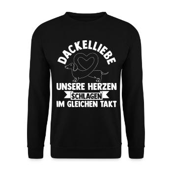 Hund Dachshund Dackel - Unisex Pullover - Schwarz - Vorne - Alina (178cm) & Michal (187cm)