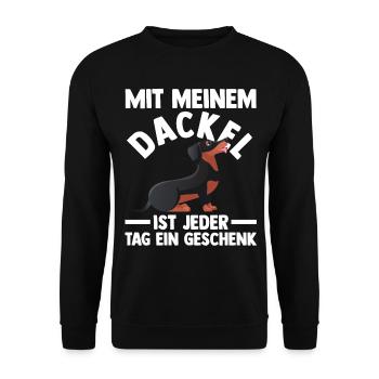 Hund Dachshund Dackel - Unisex Pullover - Schwarz - Vorne - Alina (178cm) & Michal (187cm)