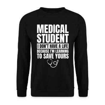Médecin de l’hôpital étudiant en médecine - Etudiant en médecine - Sweat-shirt Unisexe - noir - Devant - Alina (178cm) & Michal (187cm)