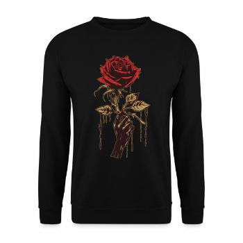 Hand Hält Rose Soft Grunge Vintage Goth Ästhetik - Unisex Pullover - Schwarz - Vorne - Alina (178cm) & Michal (187cm)