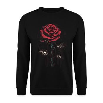 Rose Ästhetik Soft Grunge Vintage Goth Geschenk - Unisex Pullover - Schwarz - Vorne - Alina (178cm) & Michal (187cm)