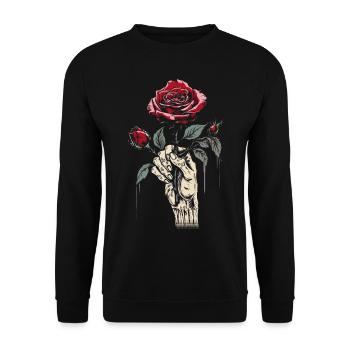 Main tenant Rose esthétique doux Grunge Vintage Goth - Sweat-shirt Unisexe - noir - Devant - Alina (178cm) & Michal (187cm)