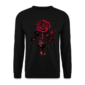 Hand Hält Rose Ästhetik Vintage Goth Soft Grunge - Unisex Pullover - Schwarz - Vorne - Alina (178cm) & Michal (187cm)