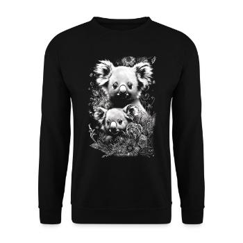 Niedliche und bezaubernde Koala Babys - Unisex Pullover - Schwarz - Vorne - Alina (178cm) & Michal (187cm)