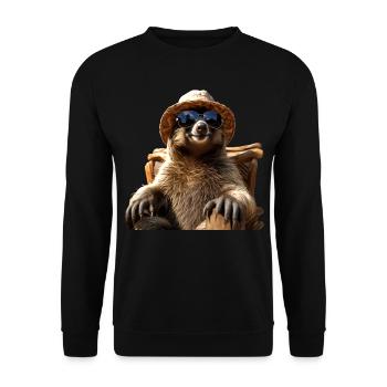 Sloth, Morning Grouch, Loafer, Cute Sloths - Unisex Sweatshirt - black - Front - Alina (178cm) & Michal (187cm)