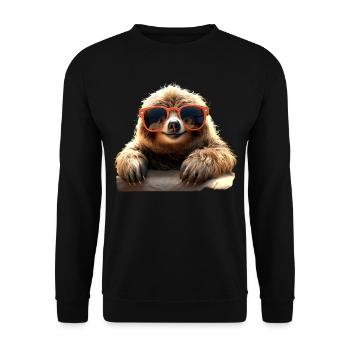 Sloth, Morning Grouch, Loafer, Cute Sloths - Unisex Sweatshirt - black - Front - Alina (178cm) & Michal (187cm)