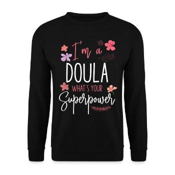 Doula accoucheuse Je suis une doula - Sweat-shirt Unisexe - noir - Devant - Alina (178cm) & Michal (187cm)