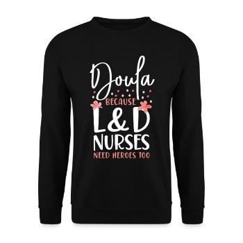 Doula Travailleuse à la naissance Doula Parce que - Sweat-shirt Unisexe - noir - Devant - Alina (178cm) & Michal (187cm)