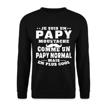 Un papy moustache comme un papy normal - Sweat-shirt Unisexe - noir - Devant - Alina (178cm) & Michal (187cm)