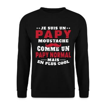 Un papy moustache comme un papy normal - Sweat-shirt Unisexe - noir - Devant - Alina (178cm) & Michal (187cm)
