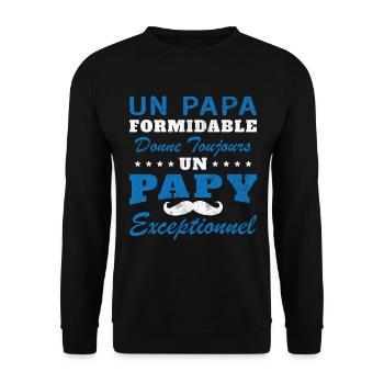 Wunderbarer Vater gibt immer außergewöhnlichen Opa - Unisex Pullover - Schwarz - Vorne - Alina (178cm) & Michal (187cm)