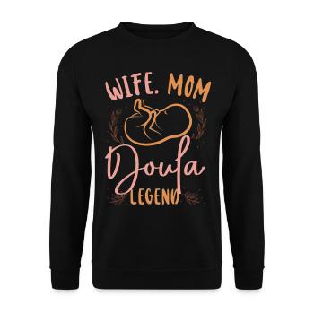 Doula accoucheuse maman femme. Maman. - Sweat-shirt Unisexe - noir - Devant - Alina (178cm) & Michal (187cm)