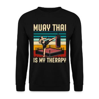 Muay Thai ist meine Therapie - Unisex Pullover - Schwarz - Vorne - Alina (178cm) & Michal (187cm)